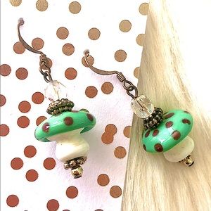 Mushroom Ceramic Dangly Earrings!!!!!